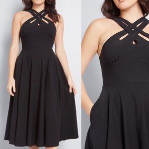 Voodoo Vixen Black Midi A-Line Midi Dress